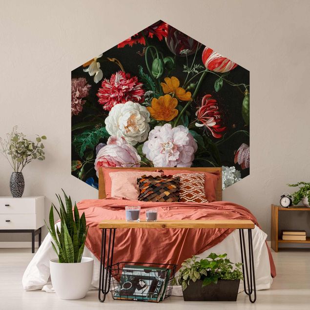 Wanddeko Schlafzimmer Jan Davidsz de Heem - Stillleben mit Blumen in einer Glasvase