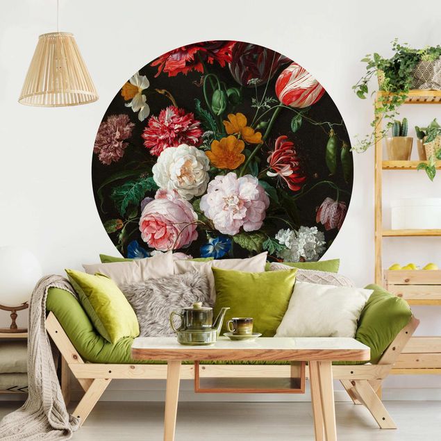 Wanddeko bunt Jan Davidsz de Heem - Stillleben mit Blumen in einer Glasvase