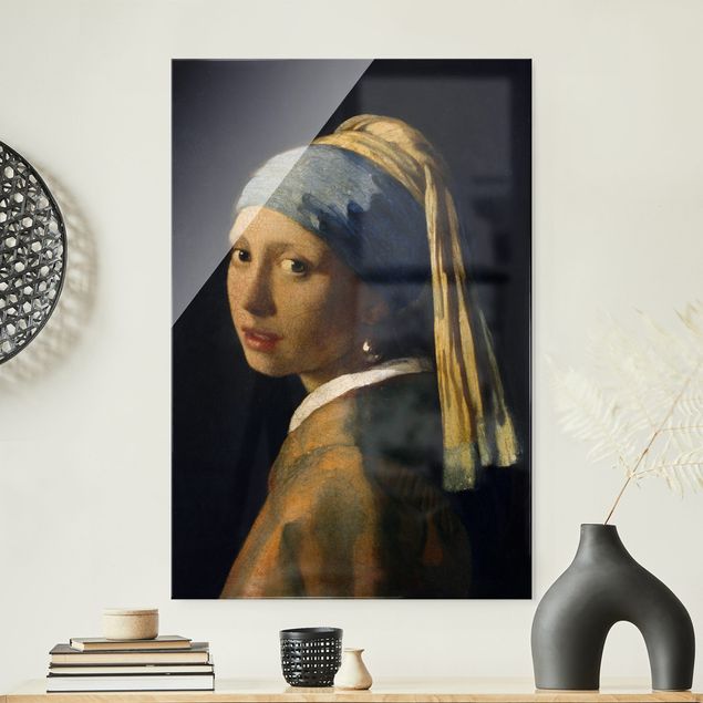 Wanddeko blau Jan Vermeer van Delft - Das Mädchen mit dem Perlenohrgehänge
