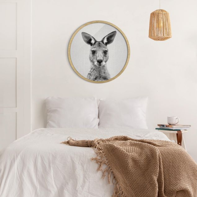 Wanddeko Schlafzimmer Känguru Knut Schwarz Weiß