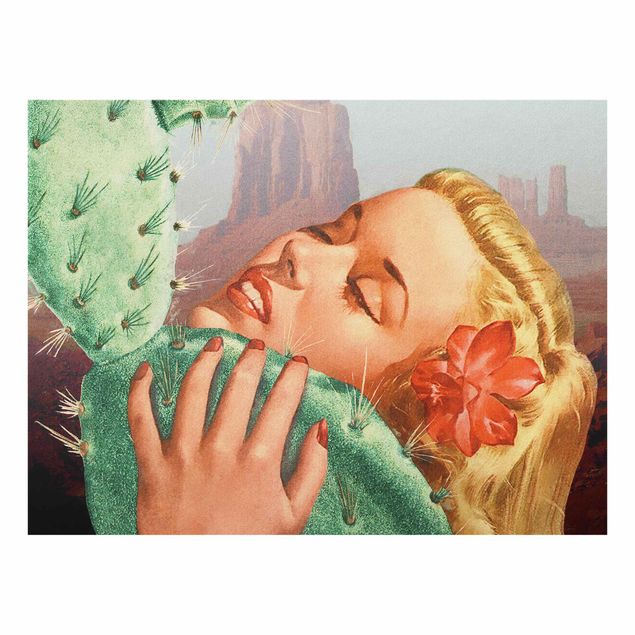 Wanddeko über Sofa Kaktus-Liebe