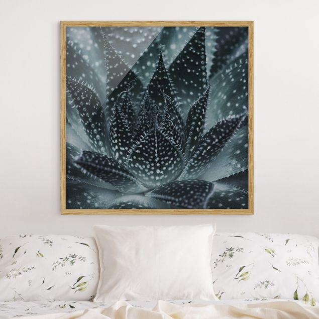 Wanddeko Wohnzimmer Kaktus mit Sternpunkten bei Nacht
