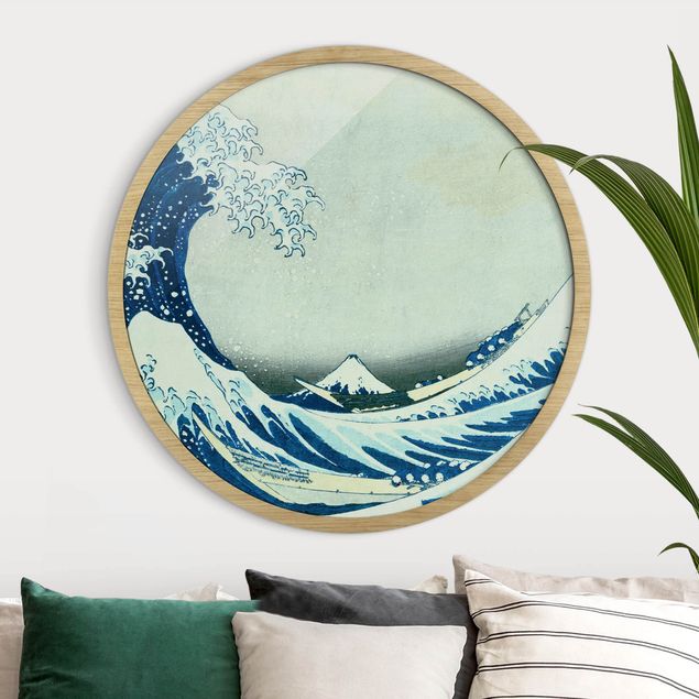 Strandbilder mit Rahmen Katsushika Hokusai - Die grosse Welle von Kanagawa