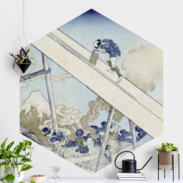 Wanddeko blau Katsushika Hokusai - In den Totomi Bergen