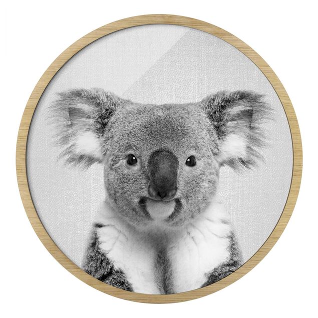 Wanddeko über Sofa Koala Klaus Schwarz Weiß