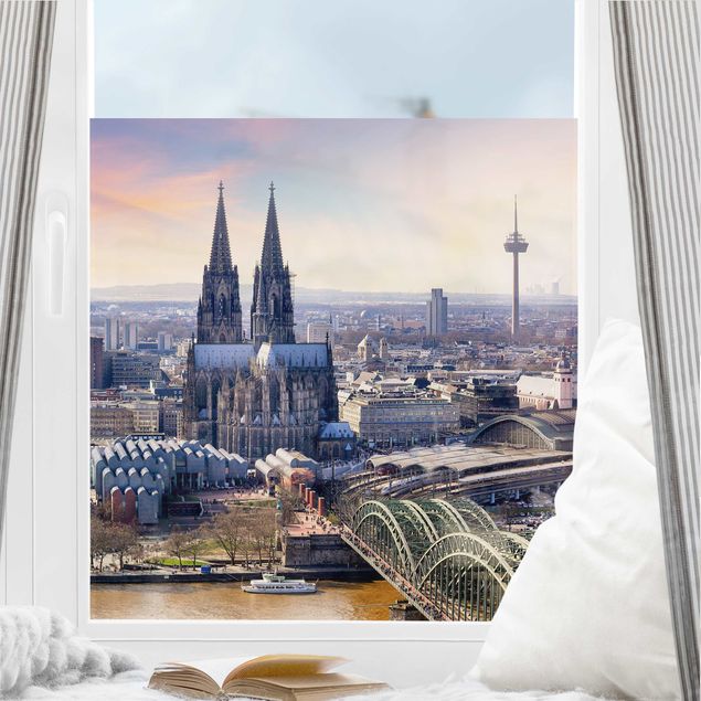 Wanddeko bunt Köln Skyline mit Dom