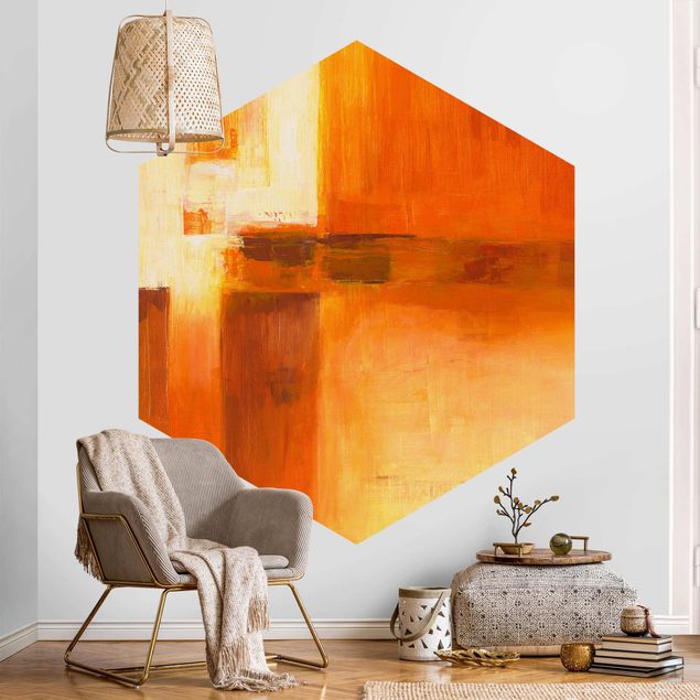 Wanddeko Esszimmer Komposition in Orange und Braun 01