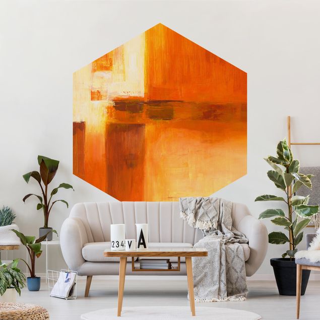 Wanddeko Büro Komposition in Orange und Braun 01