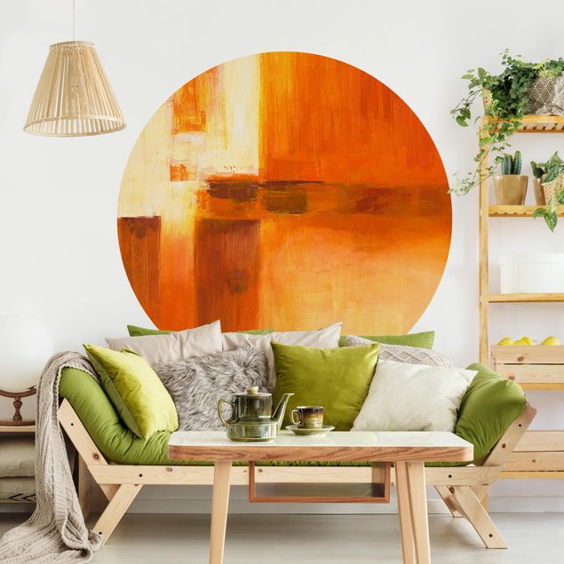 Wanddeko Wohnzimmer Komposition in Orange und Braun 01