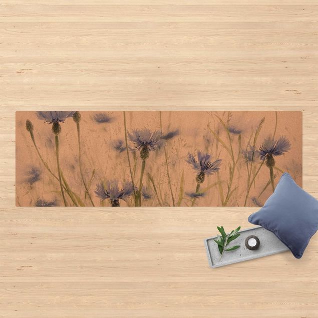 Wanddeko Schlafzimmer Kornblumen und Gräser im Feld