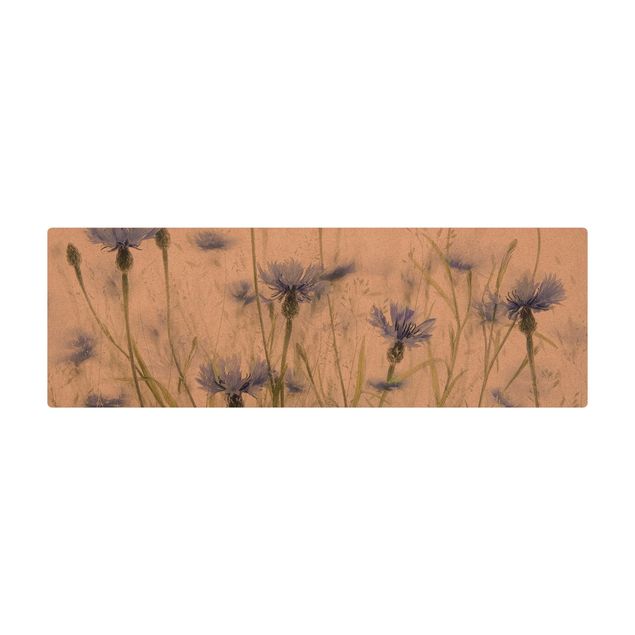 Wanddeko violett Kornblumen und Gräser im Feld