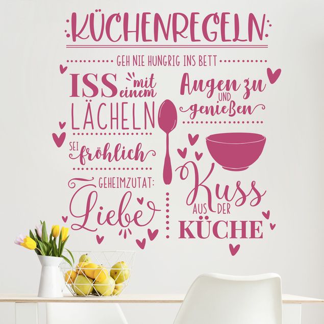 Wanddeko Esszimmer Küchenregeln mit Liebe