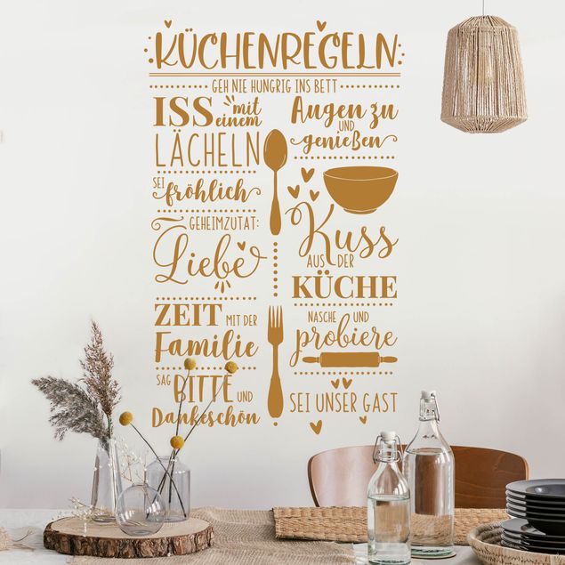 Wanddeko Esszimmer Küchenregeln mit viel Liebe