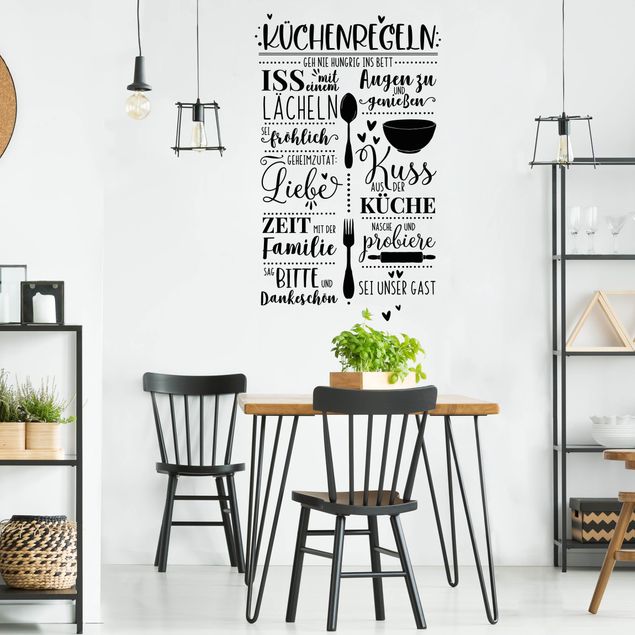 Wanddeko Büro Küchenregeln mit viel Liebe
