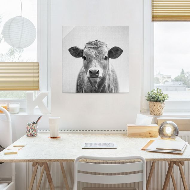 Wanddeko Büro Kuh Kathrin Schwarz Weiß