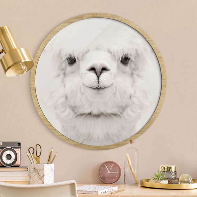 Wanddeko Wohnzimmer Lächelndes Alpaka