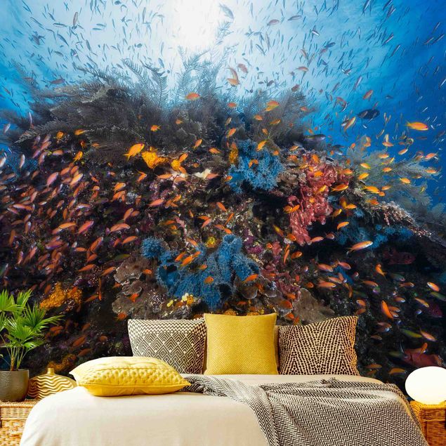 Wanddeko Wohnzimmer Lagune mit Fischen
