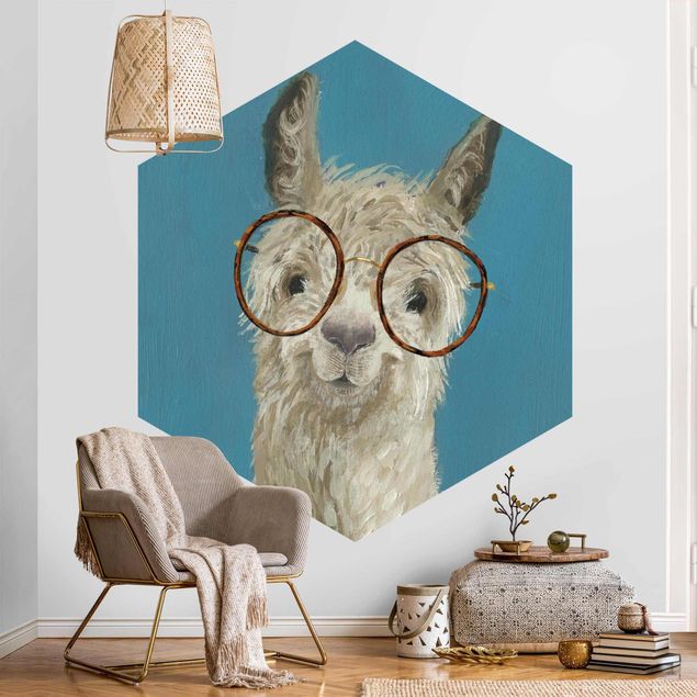 Wanddeko Schlafzimmer Lama mit Brille I