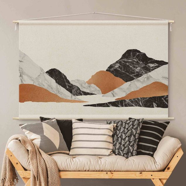 Wanddeko Flur Landschaft in Marmor und Kupfer II