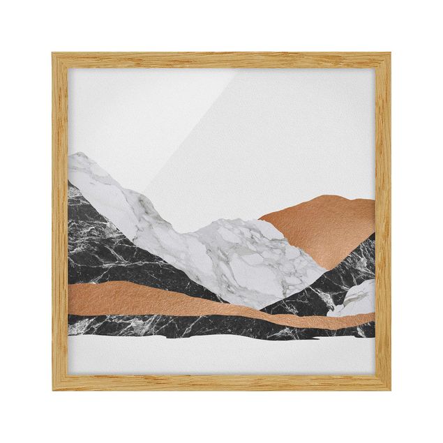 Wanddeko grau Landschaft in Marmor und Kupfer