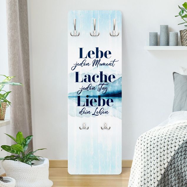 Wanddeko blau Lebe Lache Liebe - Aquarell