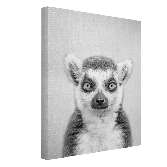 Wanddeko Wohnzimmer Lemur Ludwig Schwarz Weiß