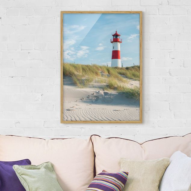 Strandbilder mit Rahmen Leuchtturm an der Nordsee
