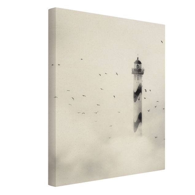 Leinwandbilder Vögel Leuchtturm im Nebel