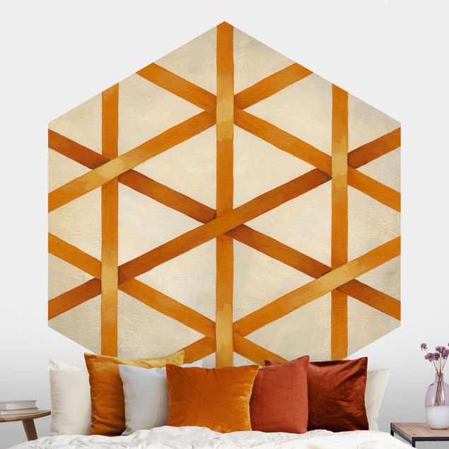 Tapete geometrische Muster Lichtspielband Orange