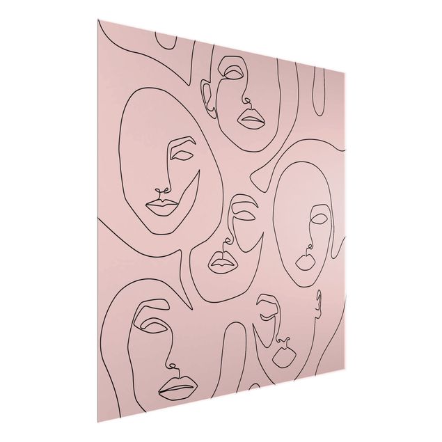 Wanddeko über Sofa Line Art - Beauty Portraits in Blush Rose