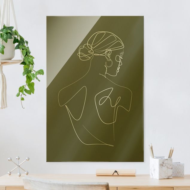 Wanddeko Schlafzimmer Line Art - Frau Rücken Grün