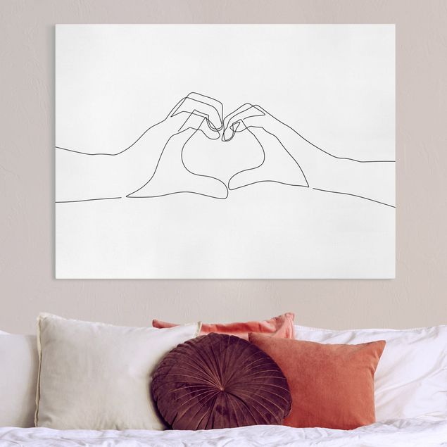 Wanddeko Wohnzimmer Line Art - Herz Hände