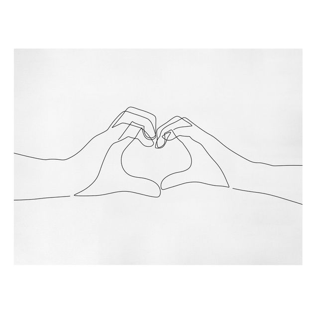 Wanddeko über Bett Line Art - Herz Hände