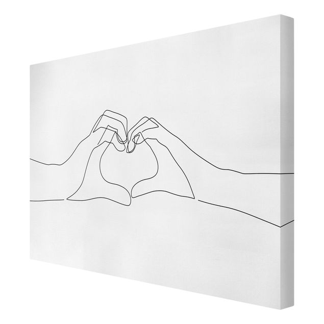 Wanddeko schwarz-weiß Line Art - Herz Hände