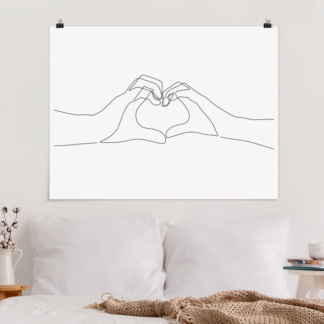 Wanddeko Schlafzimmer Line Art - Herz Hände