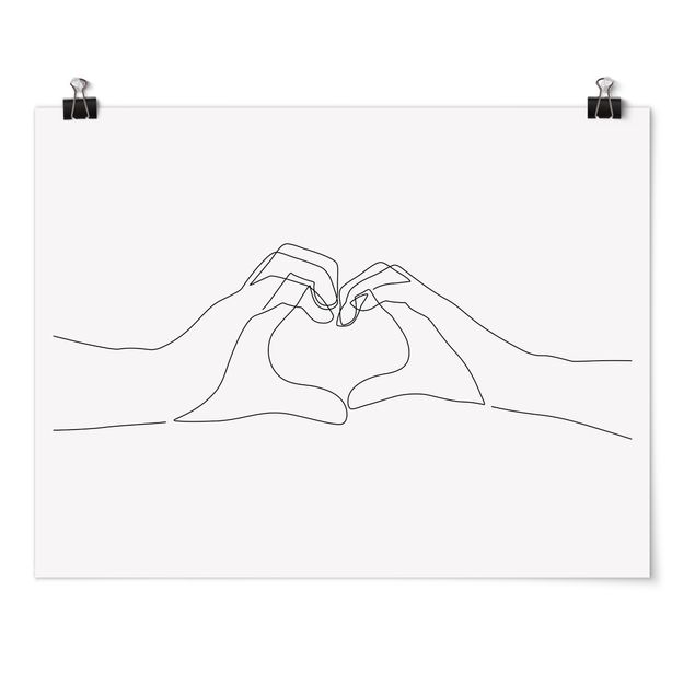 Wanddeko über Bett Line Art - Herz Hände