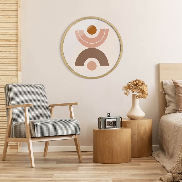 Wanddeko über Sofa Line Art Abstrakte Formen Pastell