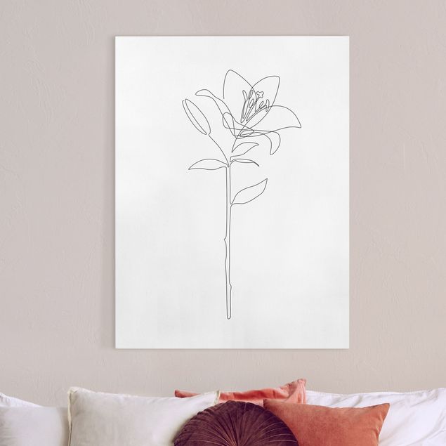 Wanddeko Wohnzimmer Line Art Blumen - Lilie
