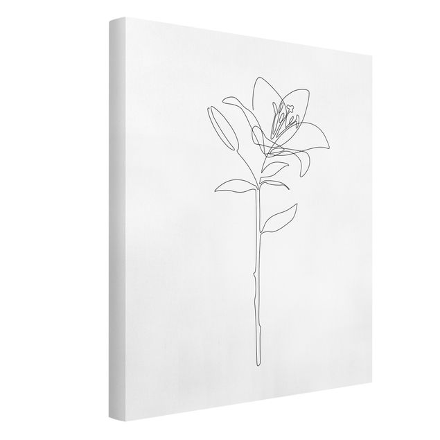 Wanddeko schwarz-weiß Line Art Blumen - Lilie