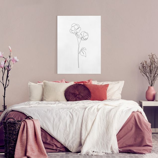 Wanddeko Wohnzimmer Line Art Blumen - Mohnblüte