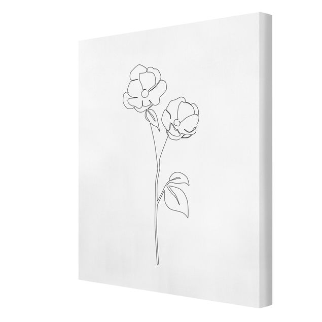 Wanddeko schwarz-weiß Line Art Blumen - Mohnblüte
