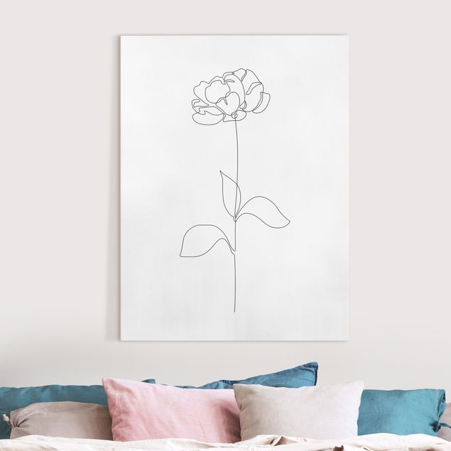 Wanddeko Wohnzimmer Line Art Blumen - Pfingstrose