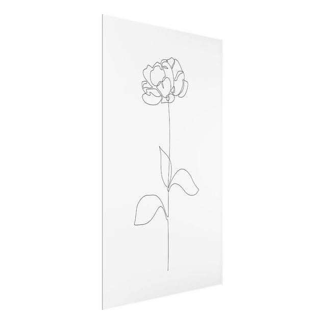Wanddeko schwarz-weiß Line Art Blumen - Pfingstrose