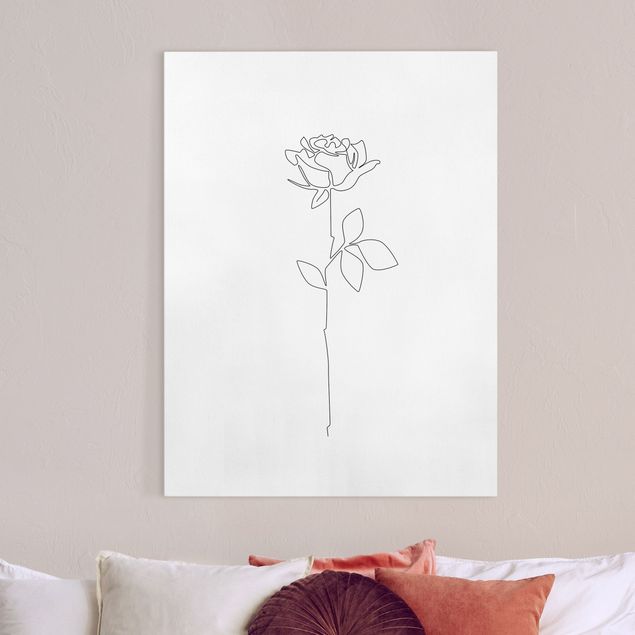 Wanddeko Wohnzimmer Line Art Blumen - Rose