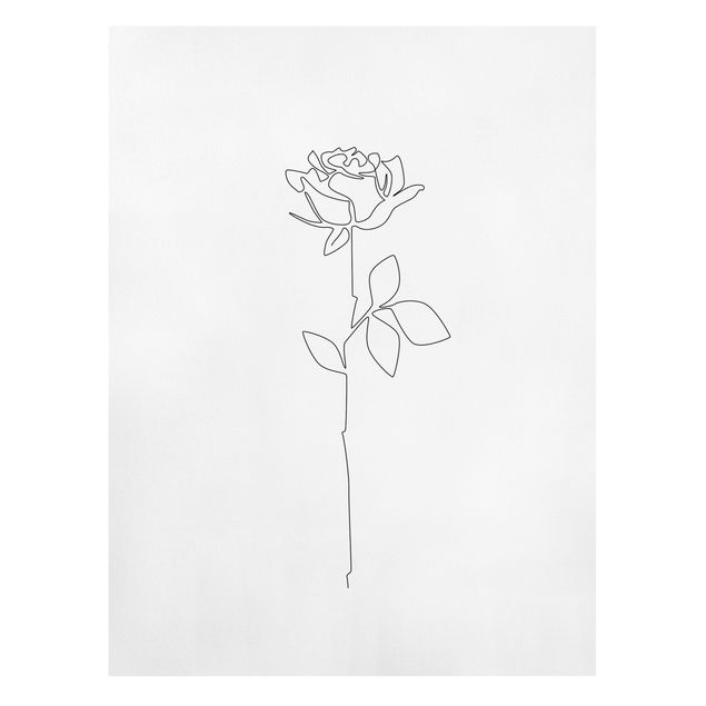 Wanddeko schwarz-weiß Line Art Blumen - Rose