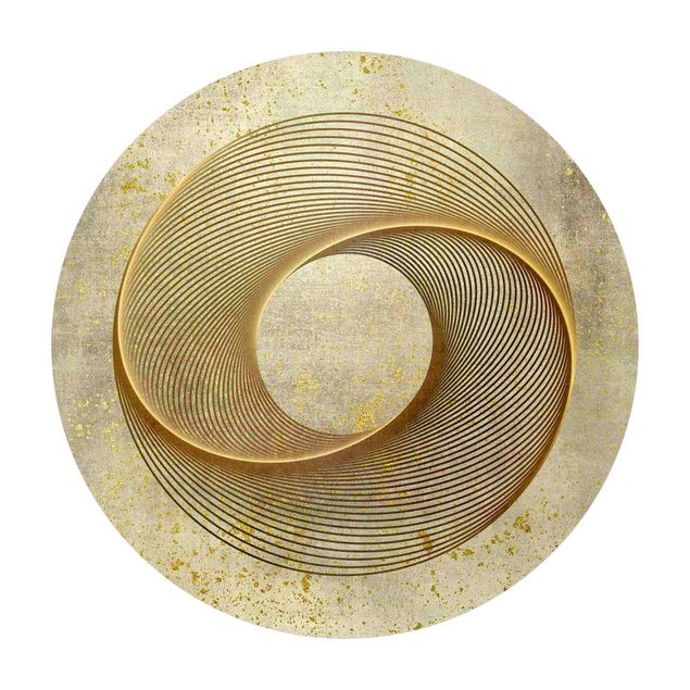 Wanddeko Geometrisch Line Art Kreisspirale Gold