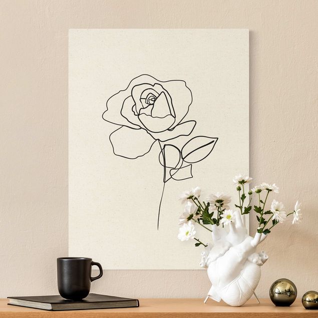 Leinwandbilder Rosen Line Art Rose Schwarz Weiß
