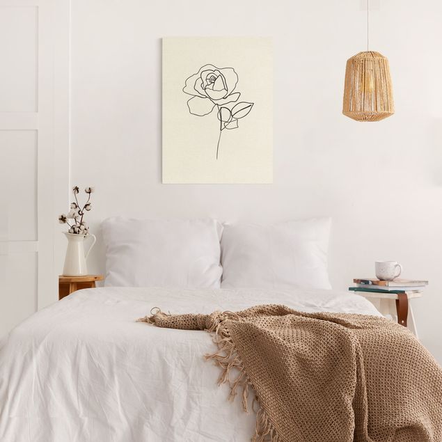 Wanddeko Schlafzimmer Line Art Rose Schwarz Weiß