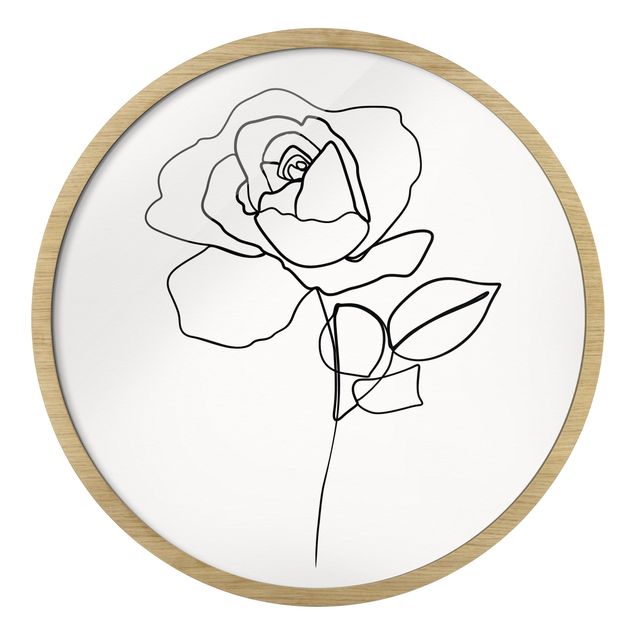 Wohndeko Rose Line Art Rose Schwarz Weiß