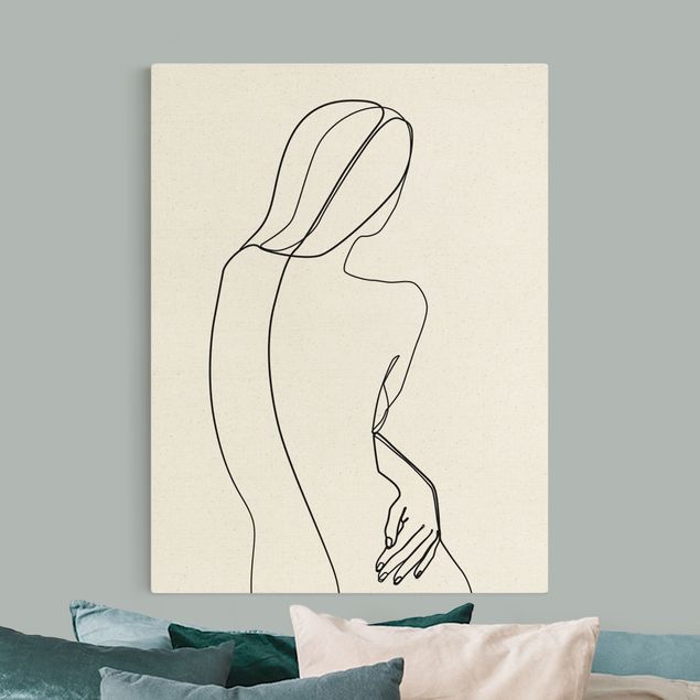 Wanddeko Schlafzimmer Line Art Rücken Frau Schwarz Weiß